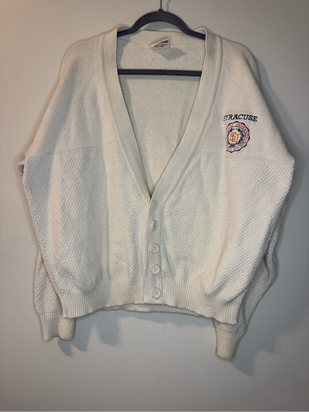 Vintage Nutmeg Mills Syracuse University Cardigan L 100% Cotton Made USA